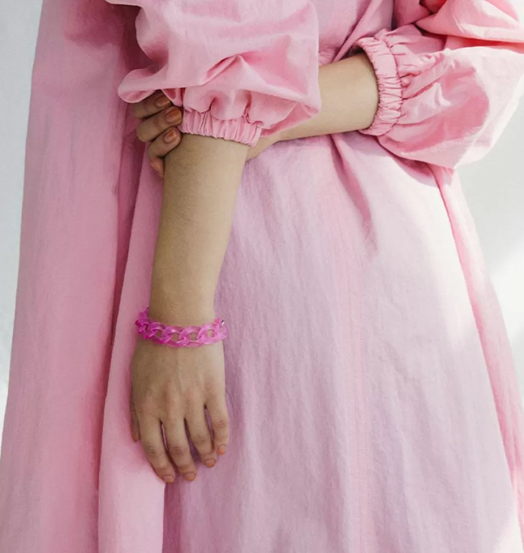 Shop WOS UP Big Chain Bracelet Pink