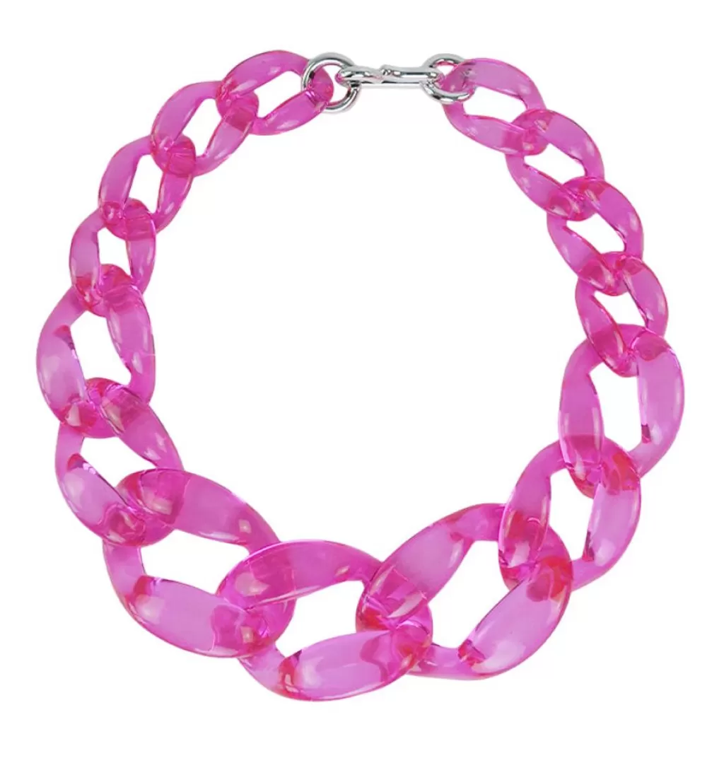 Cheap WOS UP Big Chain Necklace Pink
