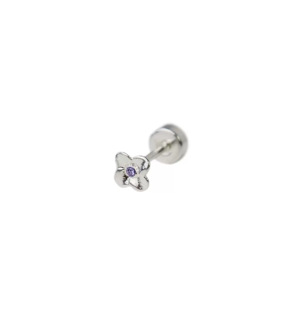 Clearance WOS Blue Flower Single Stud Silver