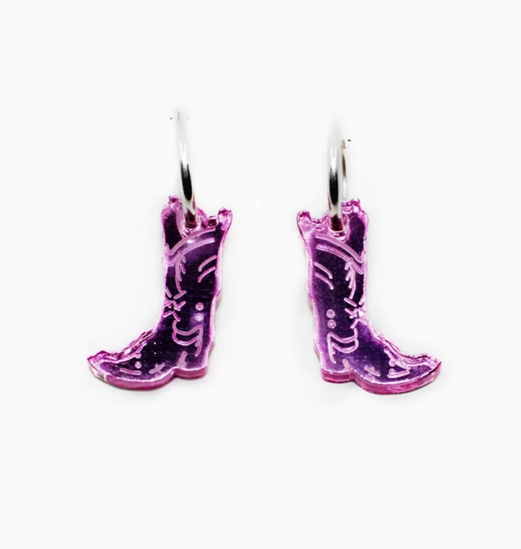 Discount Liv och Ellen Cowgirl Boots Earrings Pink