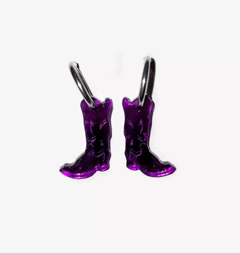 Flash Sale Liv och Ellen Cowgirl Boots Earrings Purple