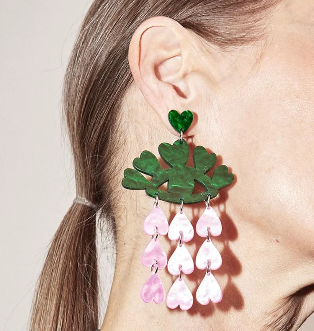 Cheap WOS x girl crush bling Crying Out Loud Earrings Green Pink