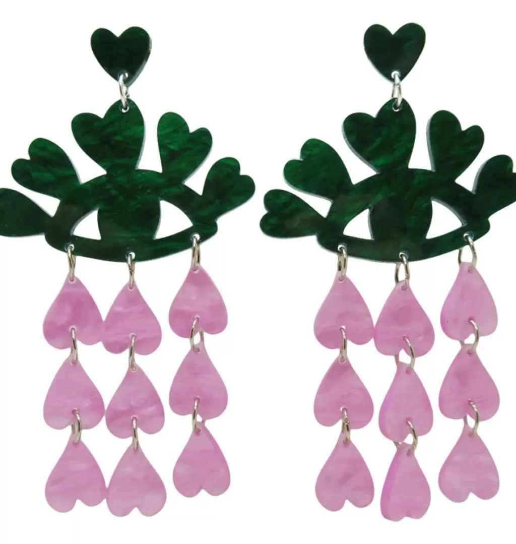 Cheap WOS x girl crush bling Crying Out Loud Earrings Green Pink