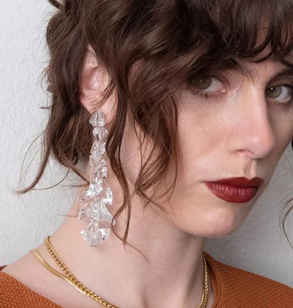 Best WOS UP Cube Clear Earrings