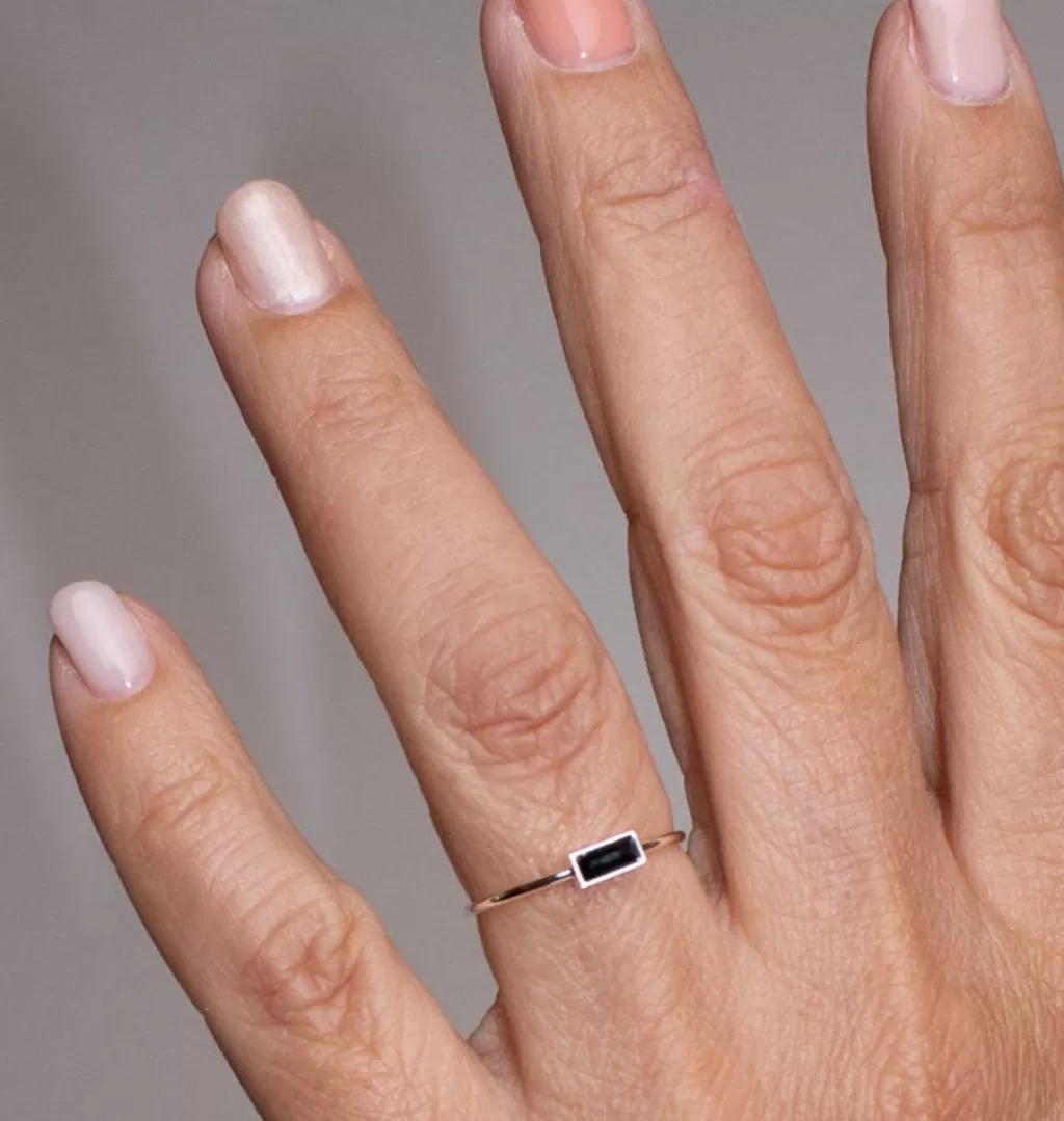 Online WOS UP Cut Ring Black Silver