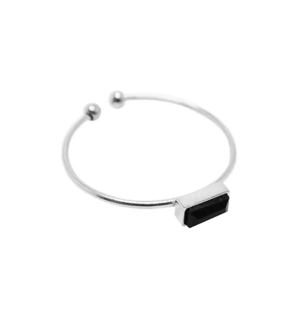 Online WOS UP Cut Ring Black Silver