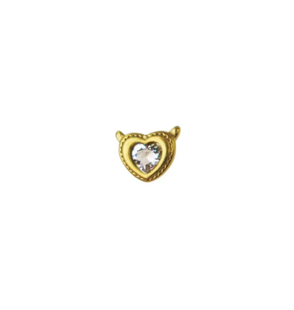 Cheap WOS Devil Heart Clear Single Stud Gold