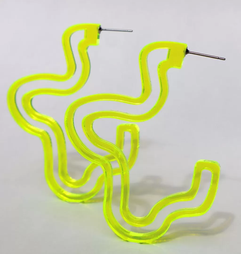 Store Laura Astrup Larsen Doodles Earrings Contour Neon Yellow