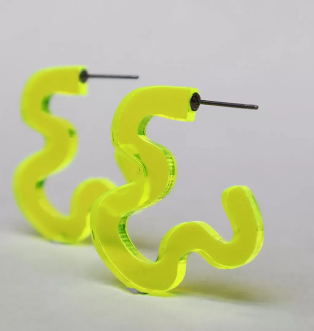 Online Laura Astrup Larsen Doodles Earrings Small Neon Yellow