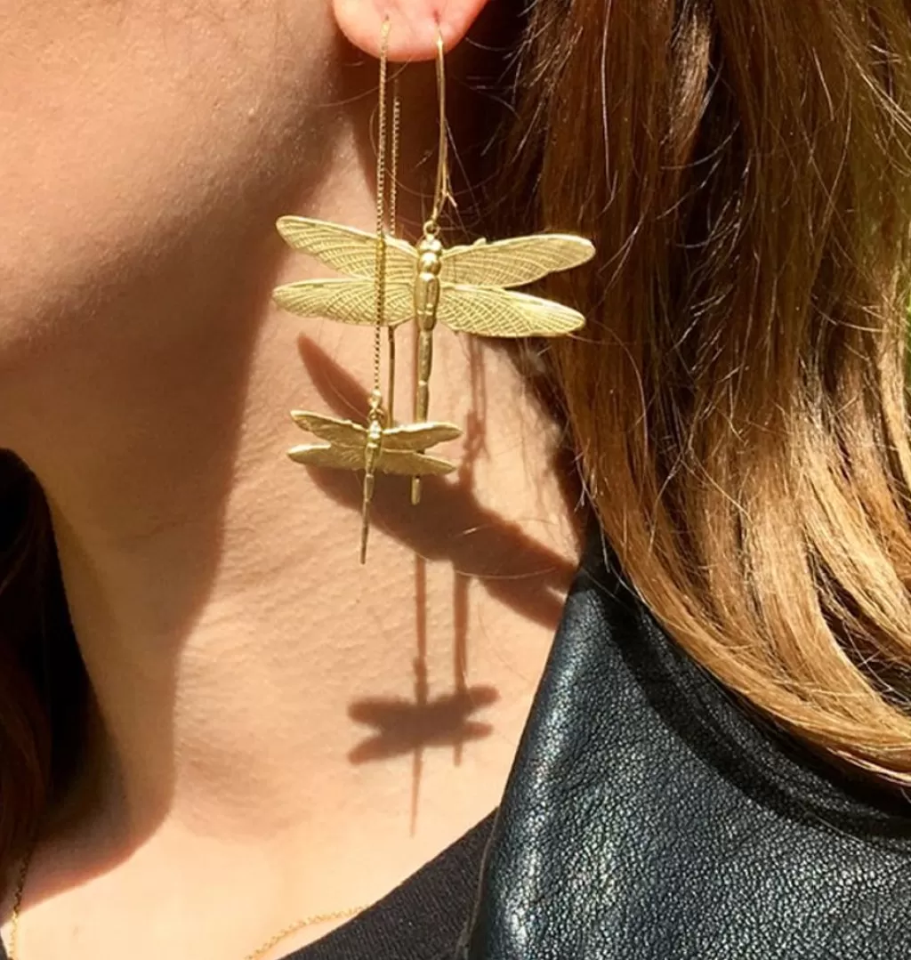 Online BoheMia Collection Dragonfly Chain Brass Single Earring