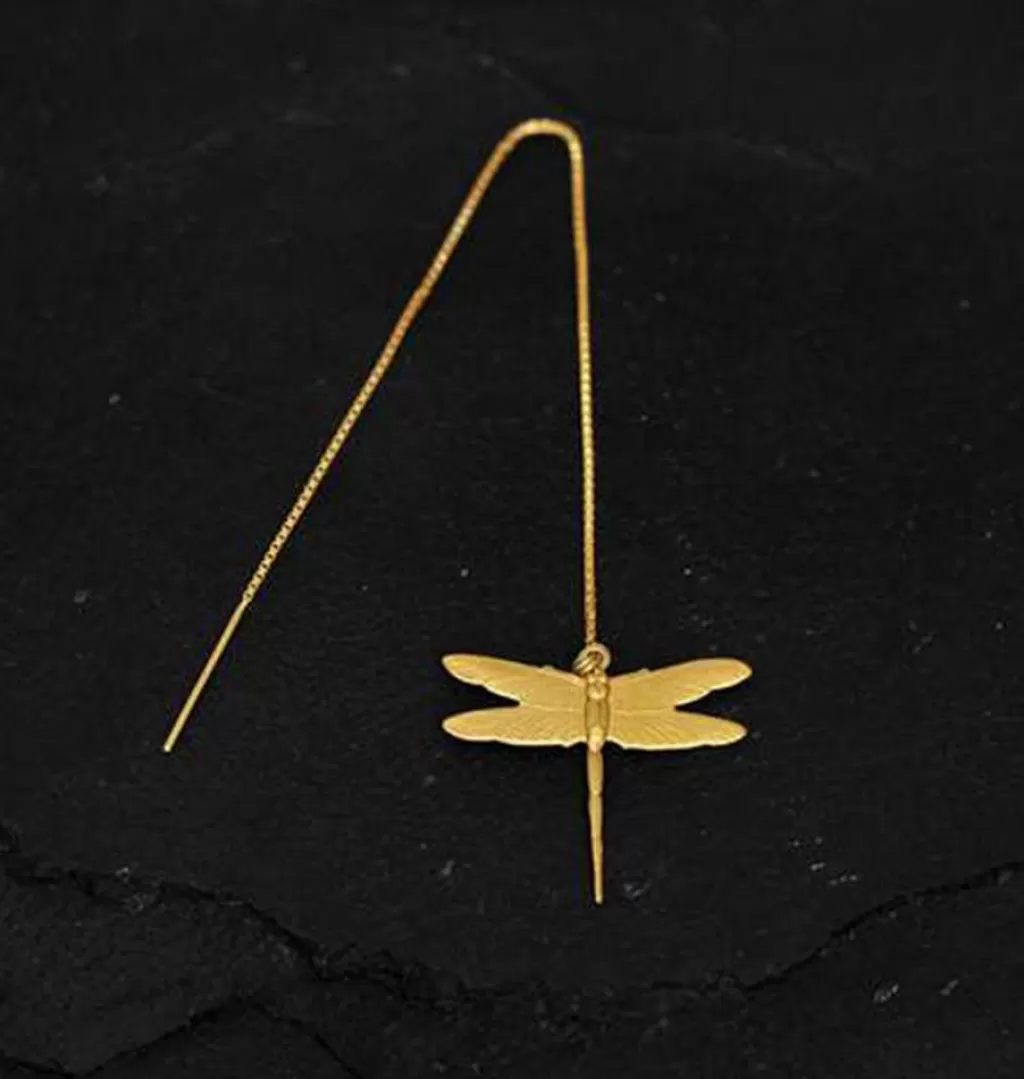 Online BoheMia Collection Dragonfly Chain Brass Single Earring