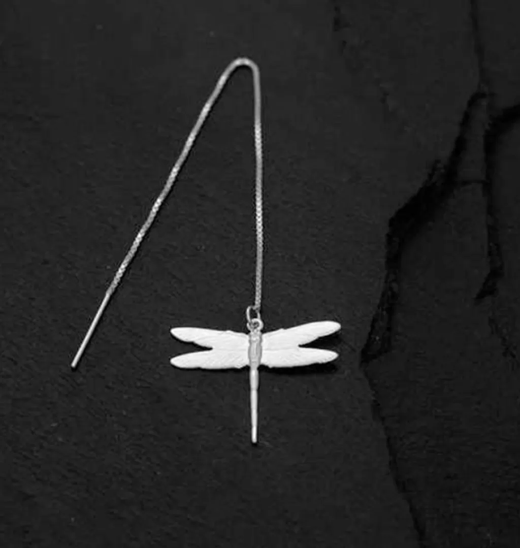 Best Sale BoheMia Collection Dragonfly Chain Silver Single Earring