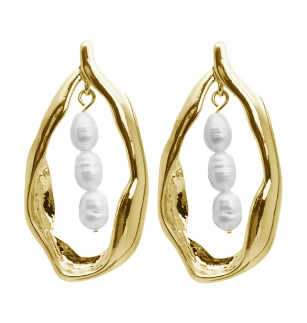 Outlet WOS UP Fancy Pearl Earrings Gold