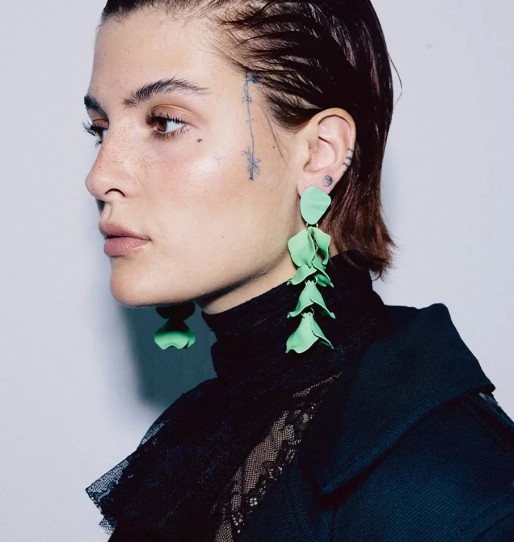 Clearance WOS UP Flake Earrings Green