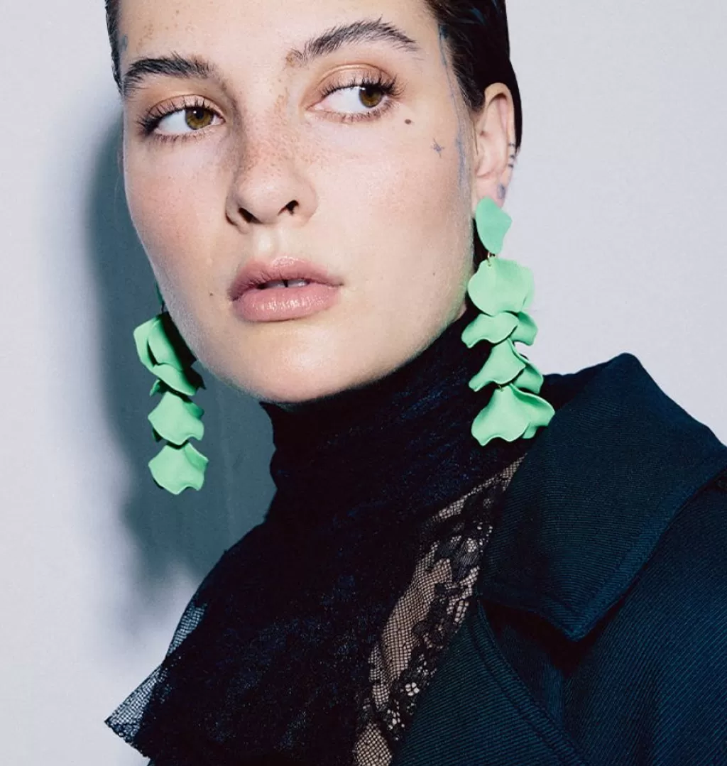 Clearance WOS UP Flake Earrings Green