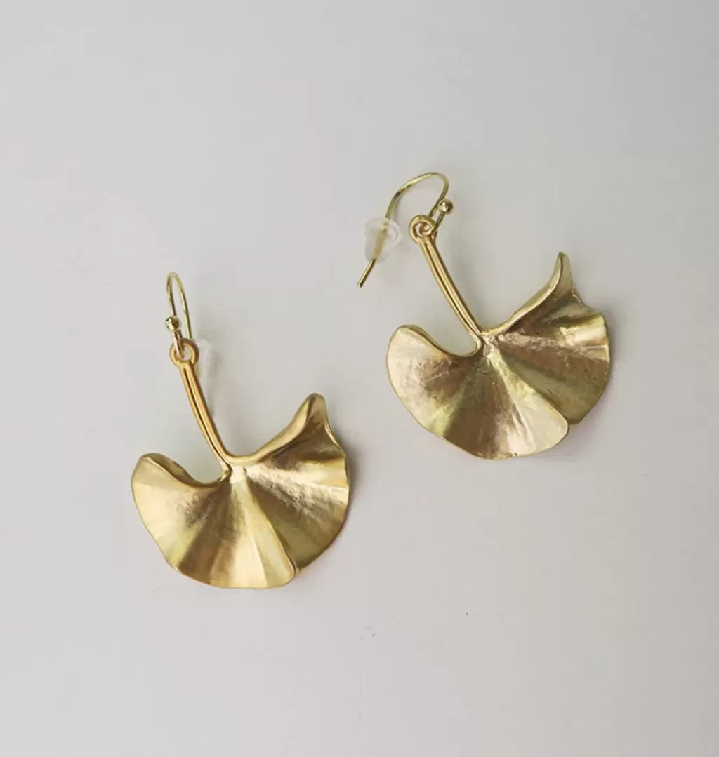 New AngelPearls Ginko Earrings Satin Gold