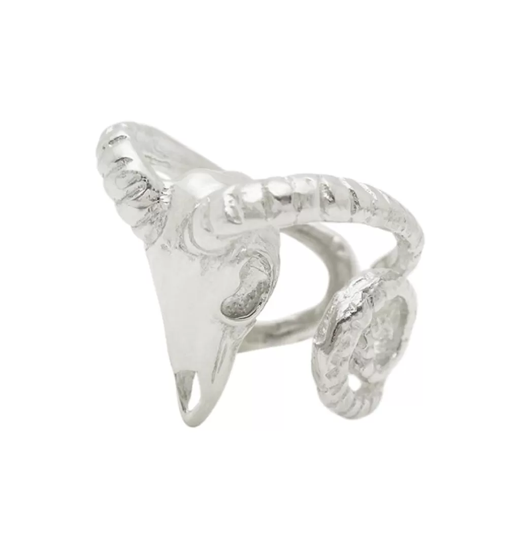 Online WOS UP Goat Head Ring Silver