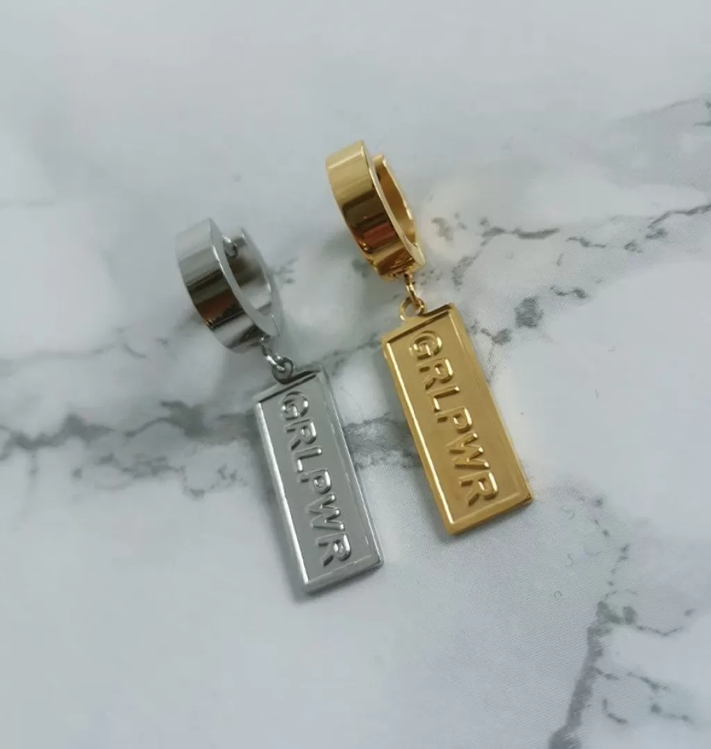 Online Fe:male Grlpwr Hoop Gold • Single Earrings