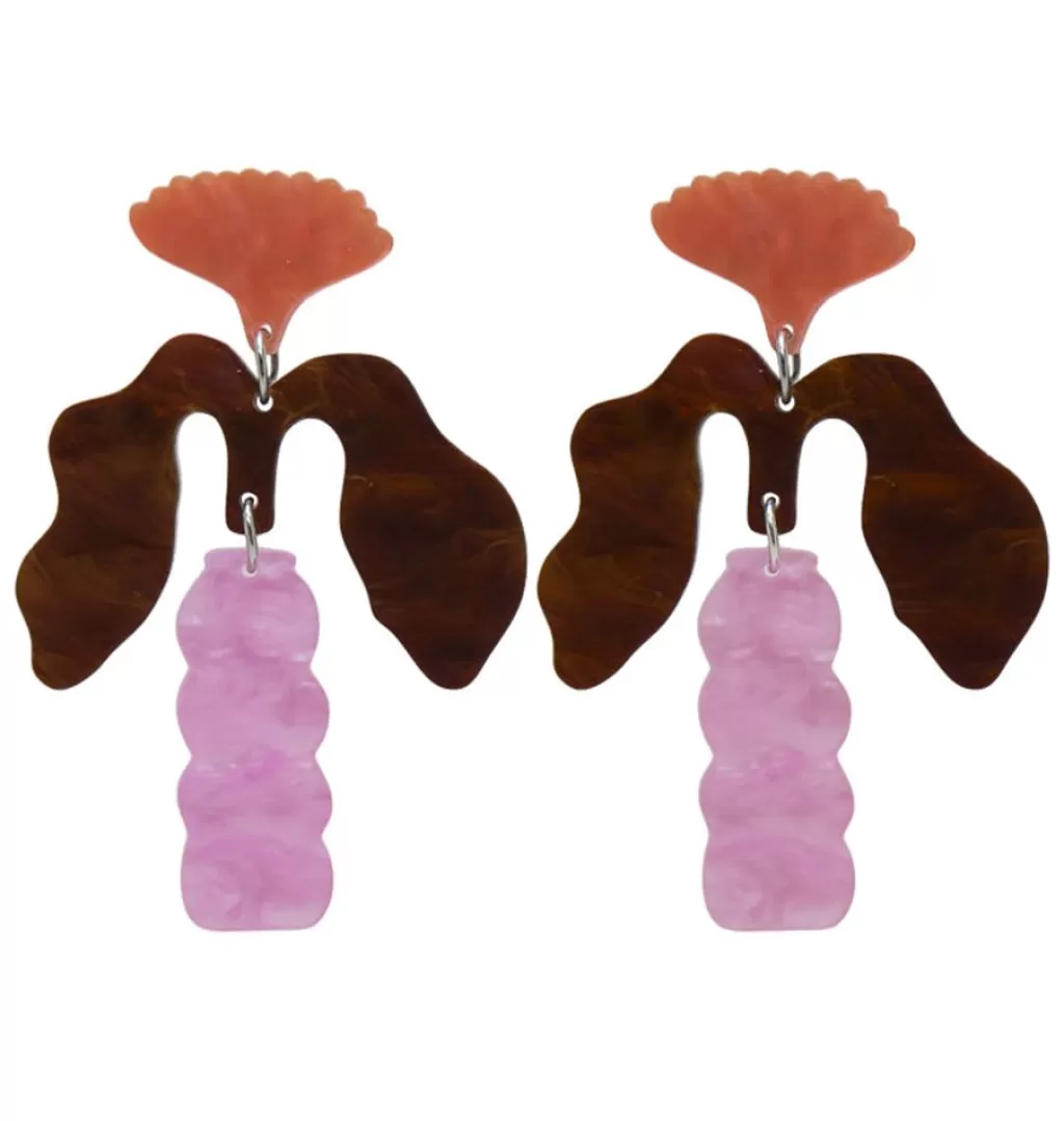 Cheap WOS x girl crush bling Groovy Blossom Earrings Brown