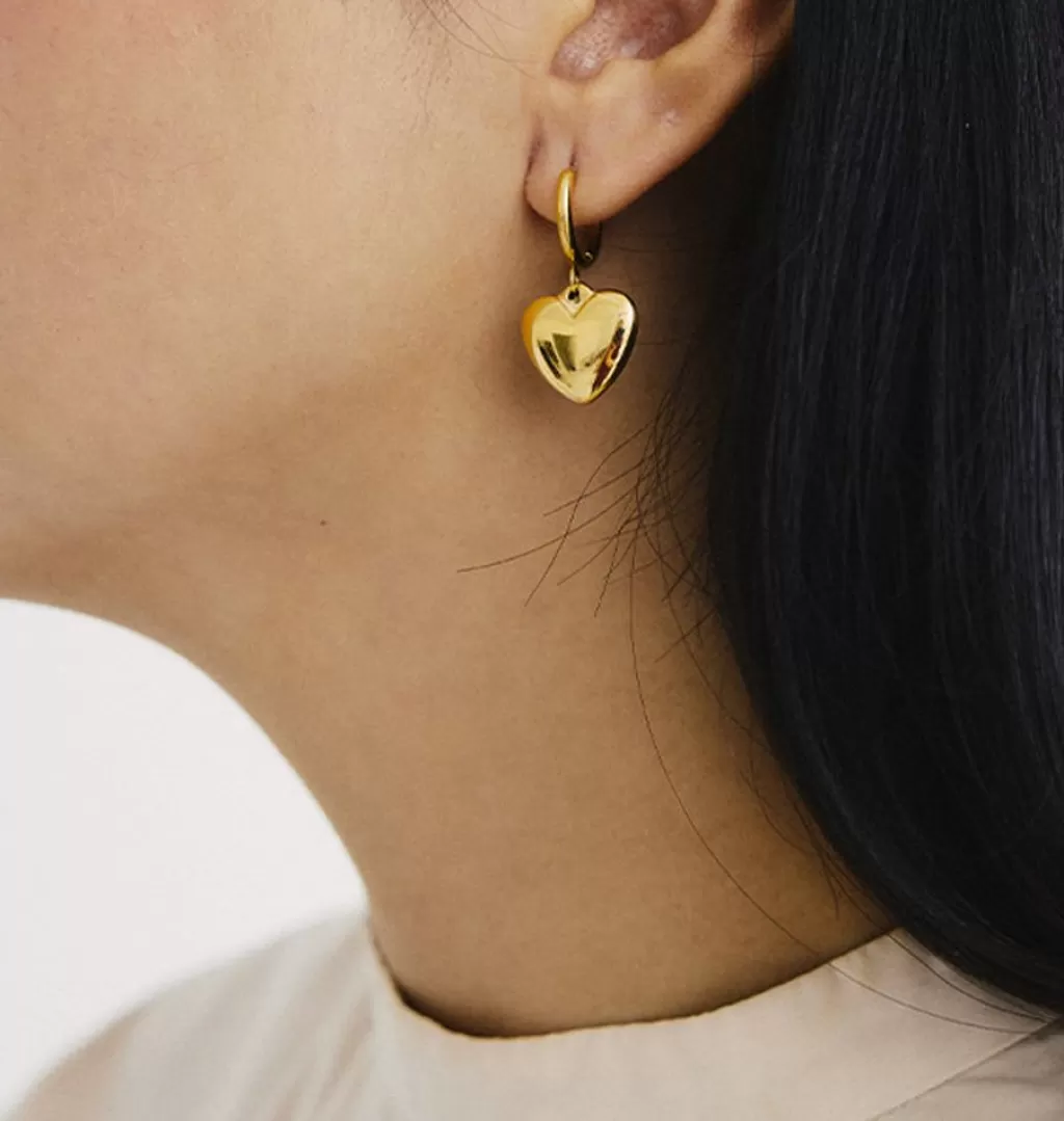 Sale WOS UP Heart Drop Earrings Gold