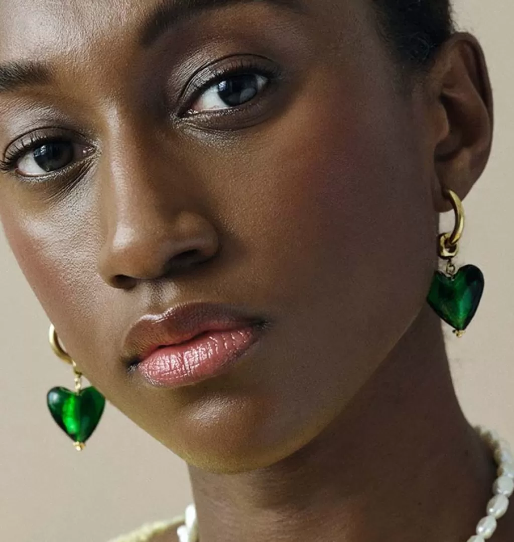 New WOS UP I Heart You Earring Green