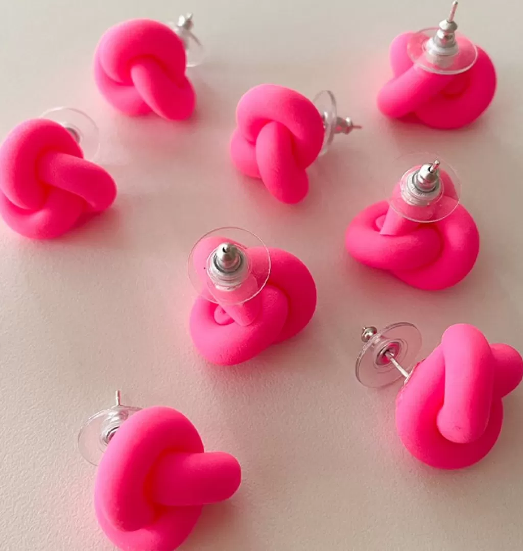 Outlet OCH FORM Knutar Earrings Neon Pink