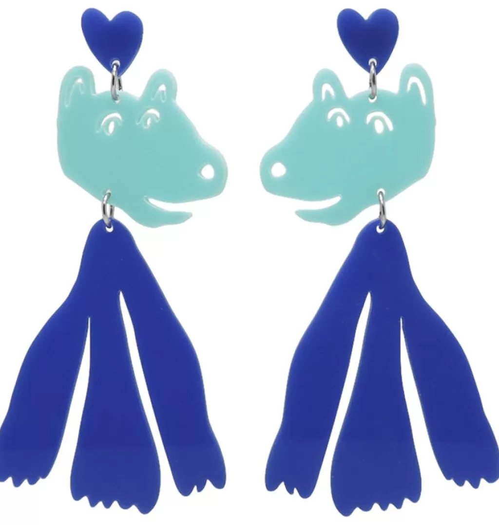 Outlet WOS x girl crush bling Lucky You Earrings Blue
