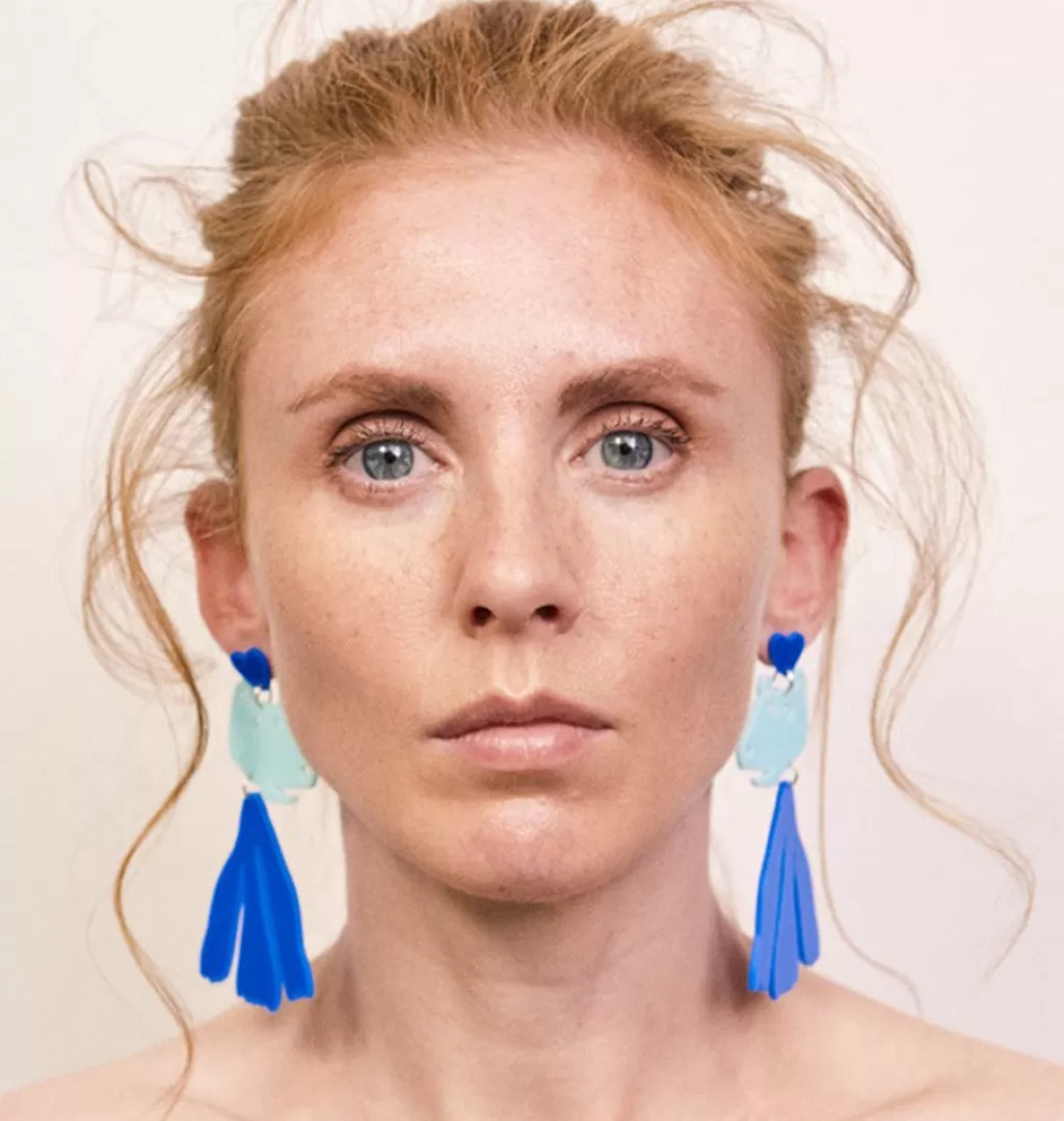 Outlet WOS x girl crush bling Lucky You Earrings Blue
