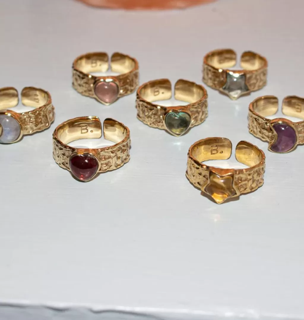 Clearance Bedazzled Mini Luna Ring Rain Brass