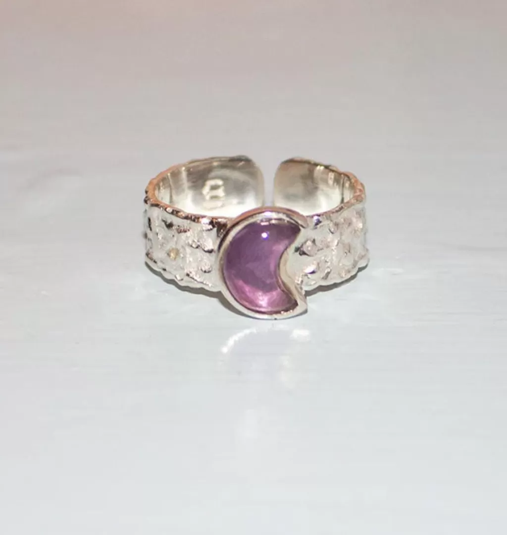 Online Bedazzled Mini Luna Ring Rain Silver
