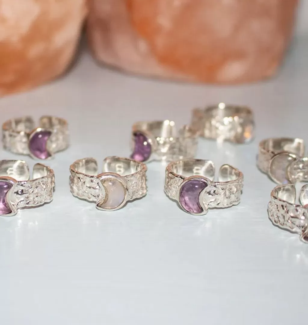 Online Bedazzled Mini Luna Ring Rain Silver