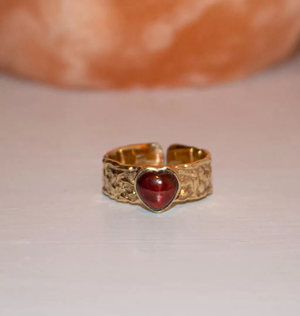 Outlet Bedazzled Mini Rio Ring Garnet Brass