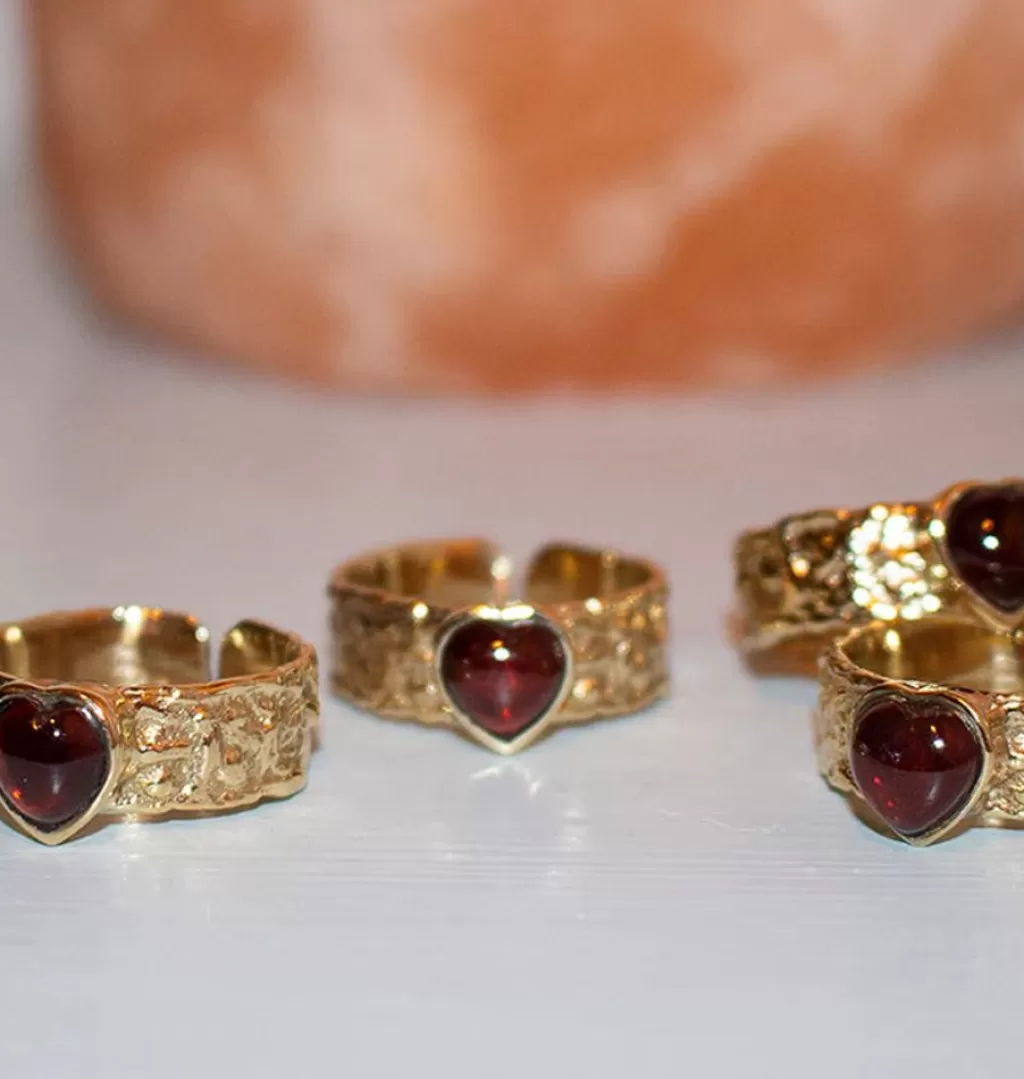 Outlet Bedazzled Mini Rio Ring Garnet Brass