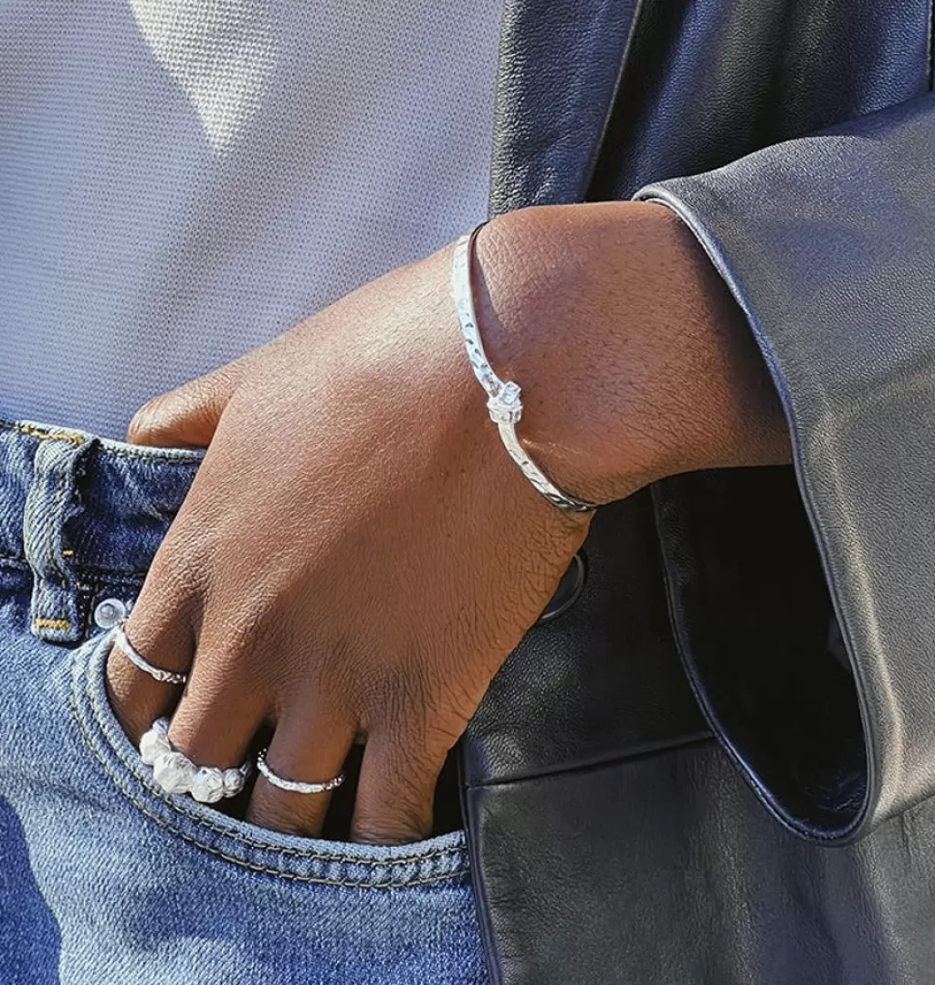 Outlet WOS UP Open Banked Ring Silver