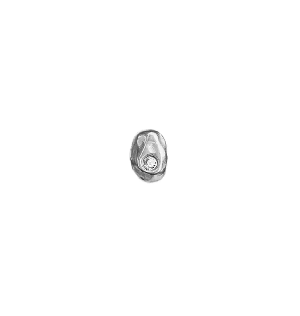 Clearance WOS Pinky Single Stud Clear Silver
