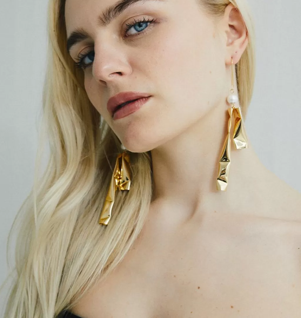 Cheap WOS UP Pipe Earrings Gold
