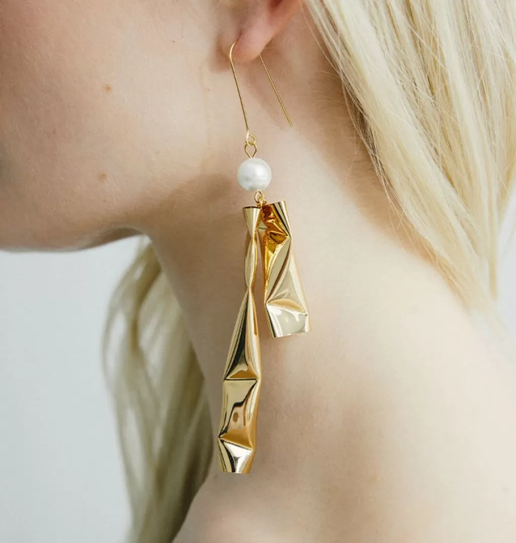 Cheap WOS UP Pipe Earrings Gold