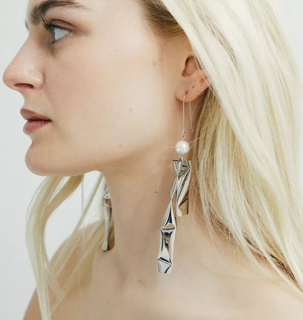 Shop WOS UP Pipe Earrings Silver