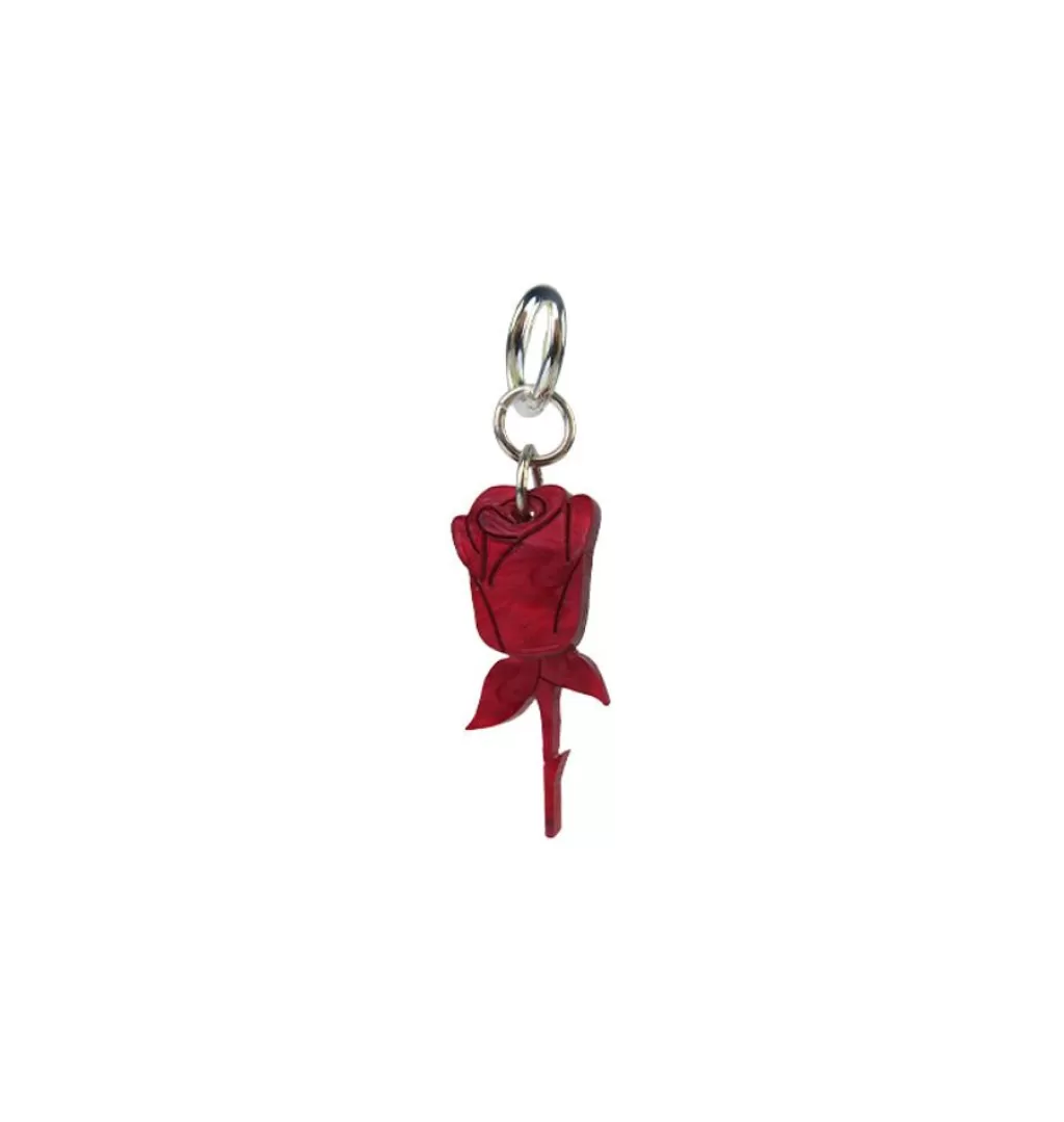 Discount WOS Red Rose Single Earring Silver
