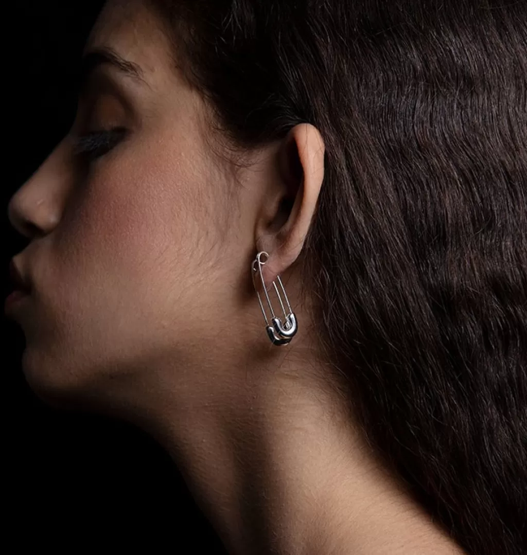 Sale WOS UP Safety Pin Silver • Single Earring