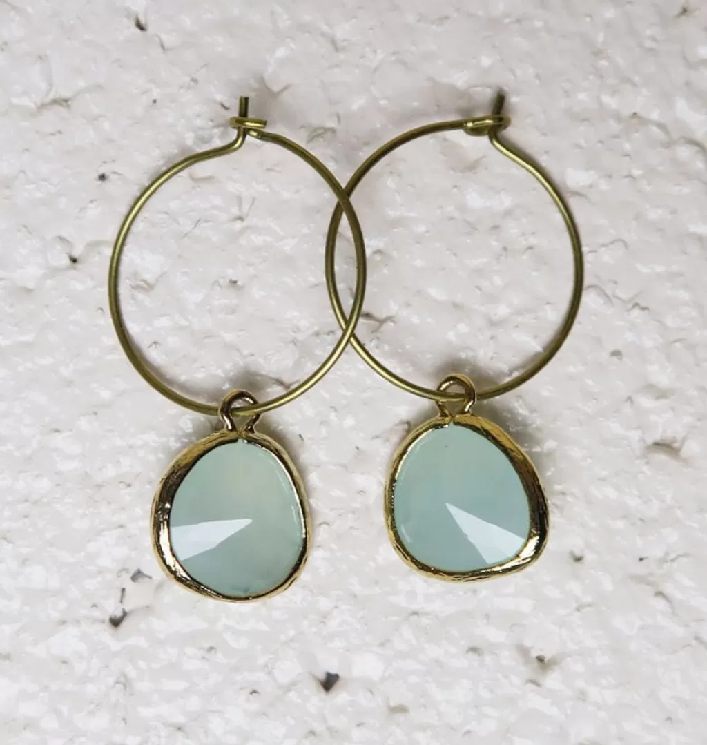 Outlet AngelPearls Teardrop Hoops Ice Blue