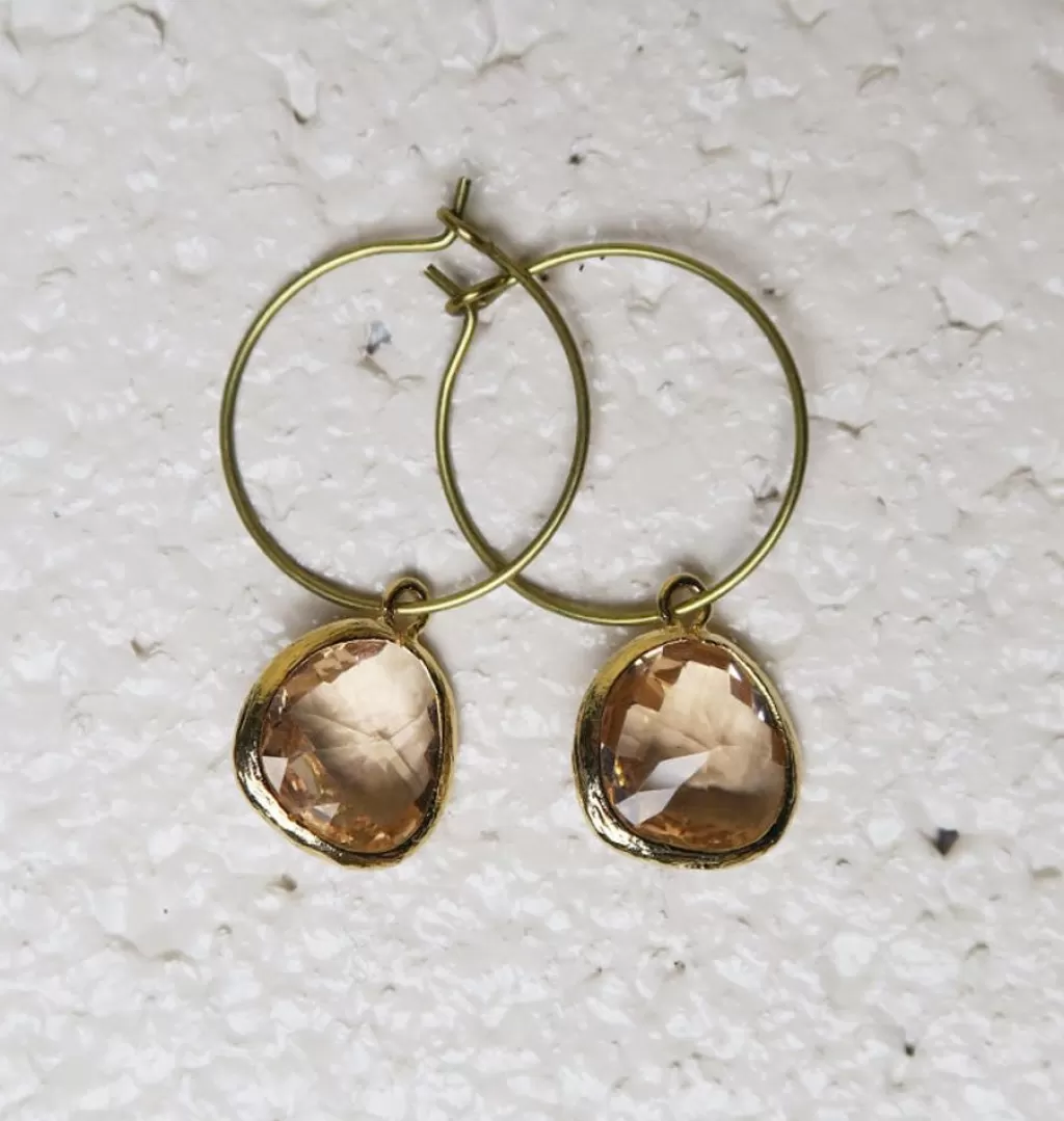 Fashion AngelPearls Teardrop Hoops Peach