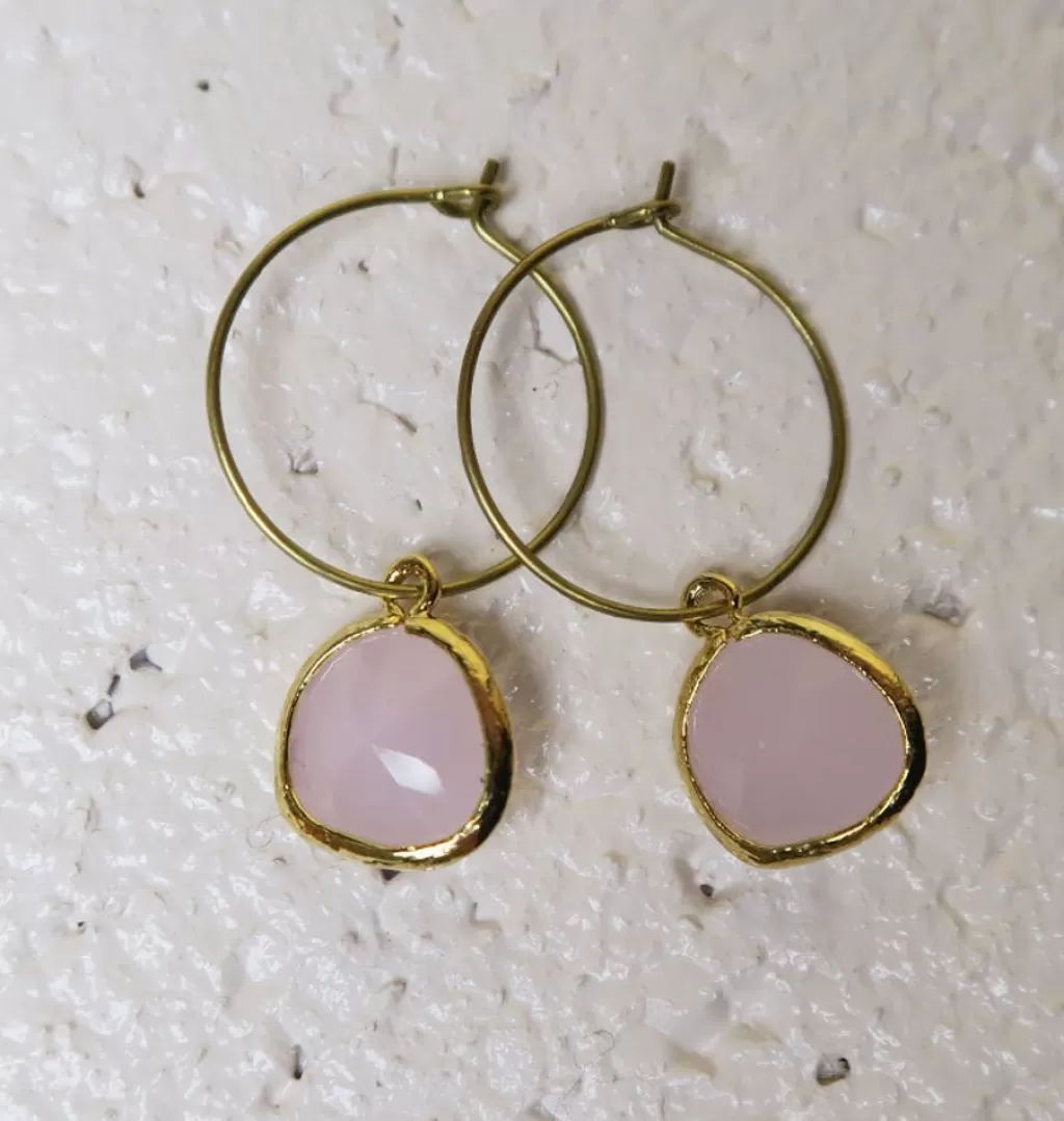 Discount AngelPearls Teardrop Hoops Pink