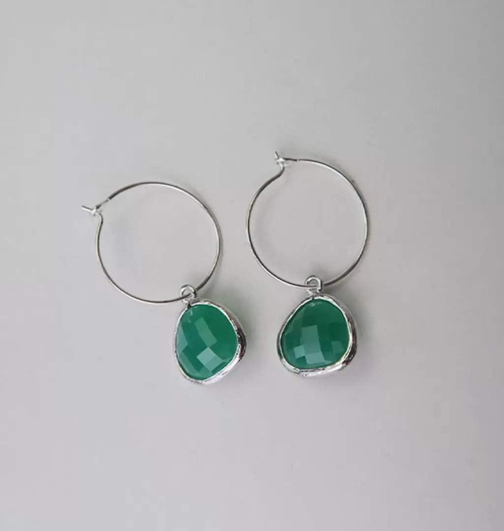 Cheap AngelPearls Teardrop Hoops Silver Green
