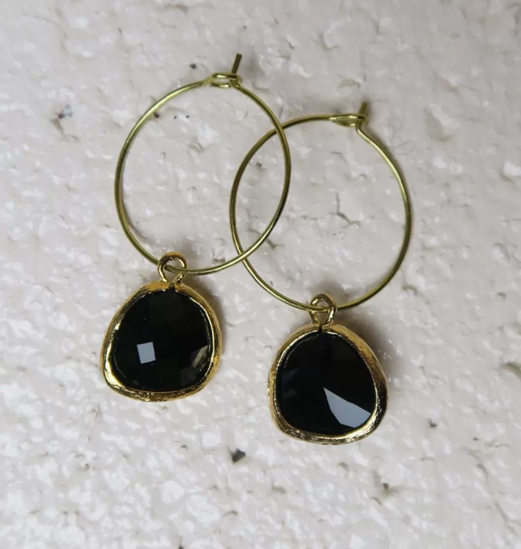 Hot AngelPearls Teardrop Hoops Svart