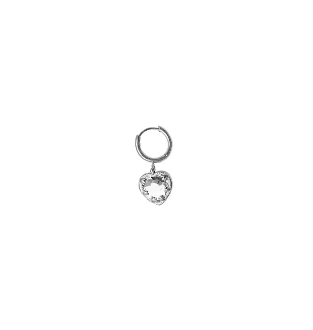 Best WOS Veja Crystal Clear Single Earring Silver