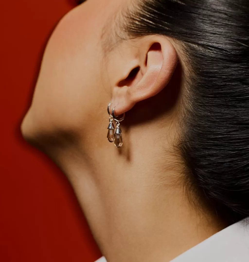 Cheap WOS Veja Crystal Drop Single Earring Silver