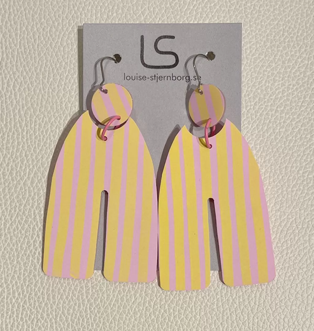 New Louise Stjernborg Water Colors Earrings Yellow Pink