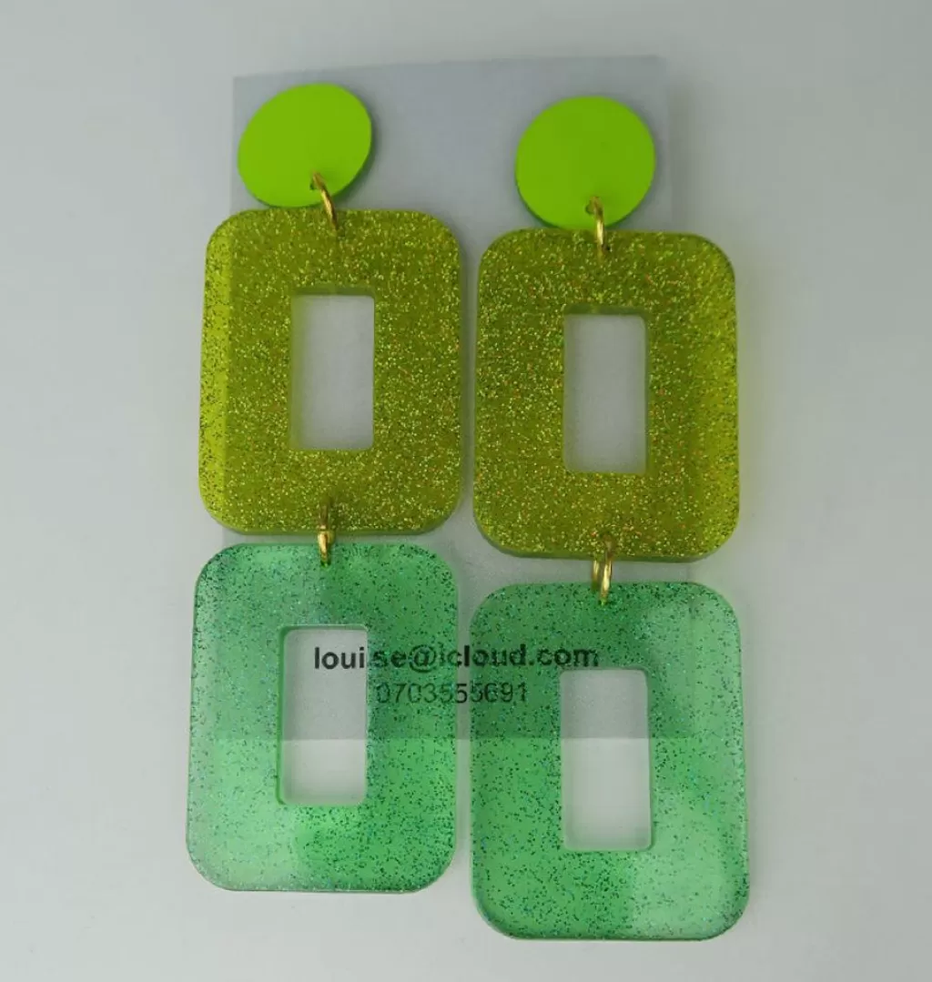 Online Louise Stjernborg Watercolor Earrings Square Green
