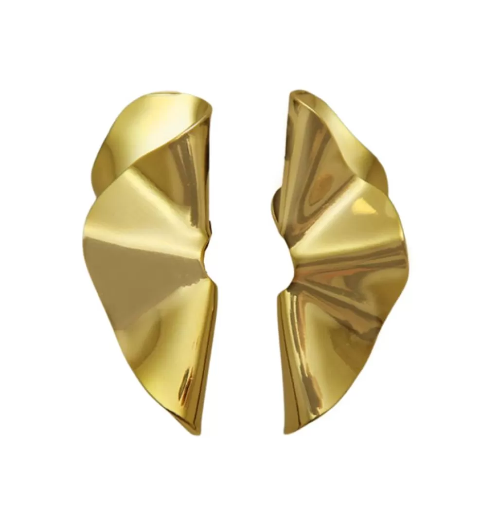 Fashion WOS UP Wavy Earrings Gold